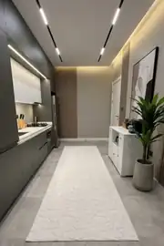 Kaymaz Taban Yıkanabilir KLM Taş Peluş Beyaz Yolluk Halı Saçaksız 80x200cm 4