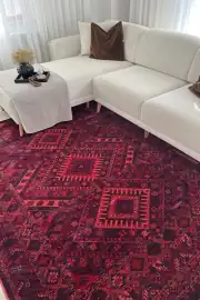 Safir Serisi Kırmızı Vintage Dokuma Halı Salon Halısı 160x240cm 1