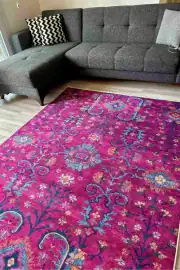 Yıkanabilir Fuşya Otantik Vintage Salon Halısı 211 80x200cm 211 3