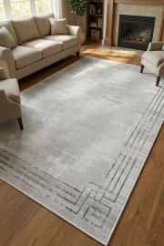 Kaymaz Tabanlı Yıkanabilir Gri Salon Halısı 1167 80x200cm 2