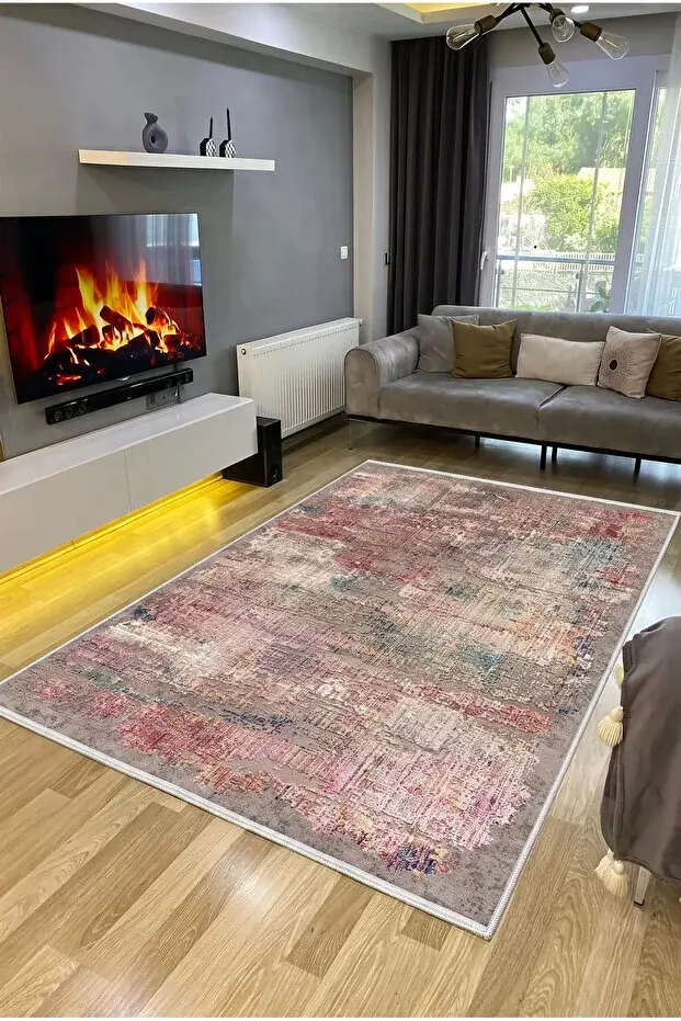 Kaymaz Tabanlı Yıkanabilir Renkli Salon Halısı 1424 160x230cm