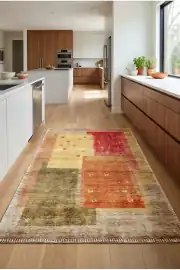 Kaymaz Tabanlı Yıkanabilir Renkli Salon Halısı DS133-00 100x250cm 4