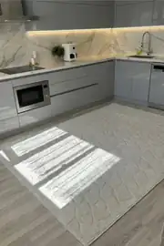 kaymaz Tabanlı Yıkanabilir Taş Peluş Mutfak Halısı KLM Saçaksız 100x250cm 2