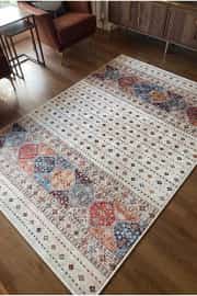 Kaymaz Tabanlı Yıkanabilir Renkli Vintage Halı DS120-02 80x200cm 3