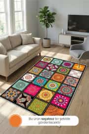 Kaymaz Tabanlı Yıkanabilir Nirvana Renkli Mutfak Halısı 80x200cm 2