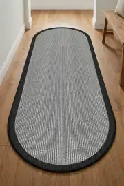 Kaymaz Tabanlı Yıkanabilir Siyah Oval Salon Halısı 4350 80x200cm 3