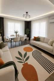 Kaymaz Tabanlı Yeşil Bej Salon Halısı 4550 4550 80x200cm 1