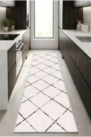 Kaymaz Tabanlı Yıkanabilir Krem Salon Halısı DS427 80x200cm 4