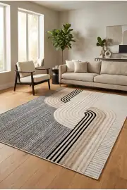 Kaymaz Tabanlı Yıkanabilir Vizon Salon Halısı 1510 80x200cm 1