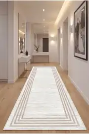 Kaymaz Tabanlı Yıkanabilir Bej Salon Halısı 4391 80x200cm 3