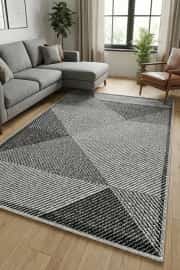 Kaymaz Tabanlı Yıkanabilir Gri Yolluk 1405 80x200cm 3
