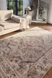Safir Serisi Krem Vizon Vintage Dokuma Halı Salon Halısı 160x240cm 1