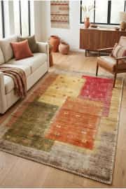 Kaymaz Tabanlı Yıkanabilir Renkli Salon Halısı DS133-00 100x250cm 2