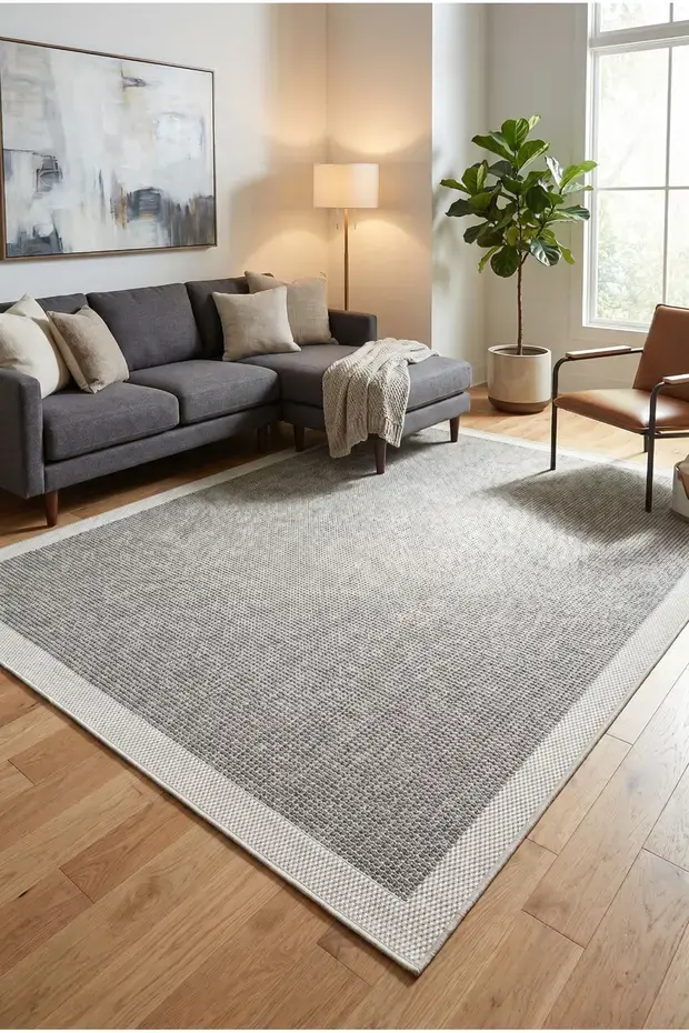 Kaymaz Tabanlı Yıkanabilir Bej Bordürlü HalıVP03 120x180cm