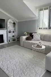 Kaymaz Taban Yıkanabilir KLM Taş Peluş Beyaz Halı Saçaksız 100x280cm 2