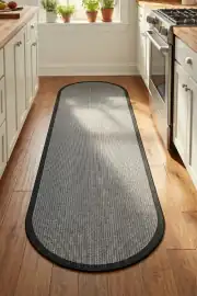 Kaymaz Tabanlı Yıkanabilir Siyah Oval Salon Halısı 4350 80x200cm 4