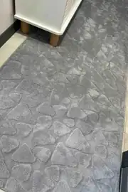Kaymaz Taban Yıkanabilir KLM Taş Peluş Gri Yolluk Halı Saçaksız 80x200cm 3