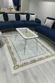 Kaymaz Tabanlı Yıkanabilir Zümre Gold Salon Halısı 80x200cm 1