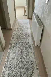 Kaymaz Tabanlı Yıkanabilir Milas Gri Salon Halısı 80x200cm 3