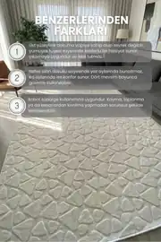 Kaymaz Taban Yıkanabilir KLM Taş Peluş Gri Mutfak Halısı Saçaksız 80x200cm 5