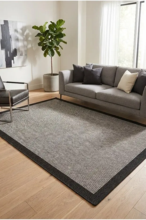 Kaymaz Tabanlı Yıkanabilir Bej Bordürlü HalıVP01 80x200cm