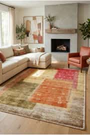 Kaymaz Tabanlı Yıkanabilir Renkli Salon Halısı DS133-00 100x250cm 1