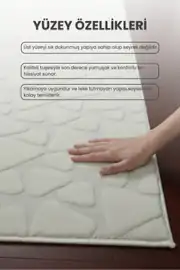 Kaymaz Taban Yıkanabilir KLM Taş Peluş Gri Mutfak Halısı Saçaksız 80x200cm 6