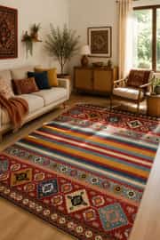 Kaymaz Tabanlı Yıkanabilir Renkli Salon Halısı 4552 80x200cm 1