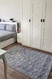 Kaymaz Taban Yıkanabilir KLM Taş Peluş Gri Mutfak Halısı Saçaksız 80x200cm 3