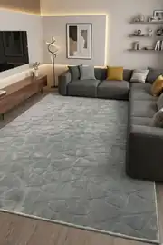 Kaymaz Taban Yıkanabilir KLM Taş Peluş Gri Halı Saçaksız 100x250cm 2