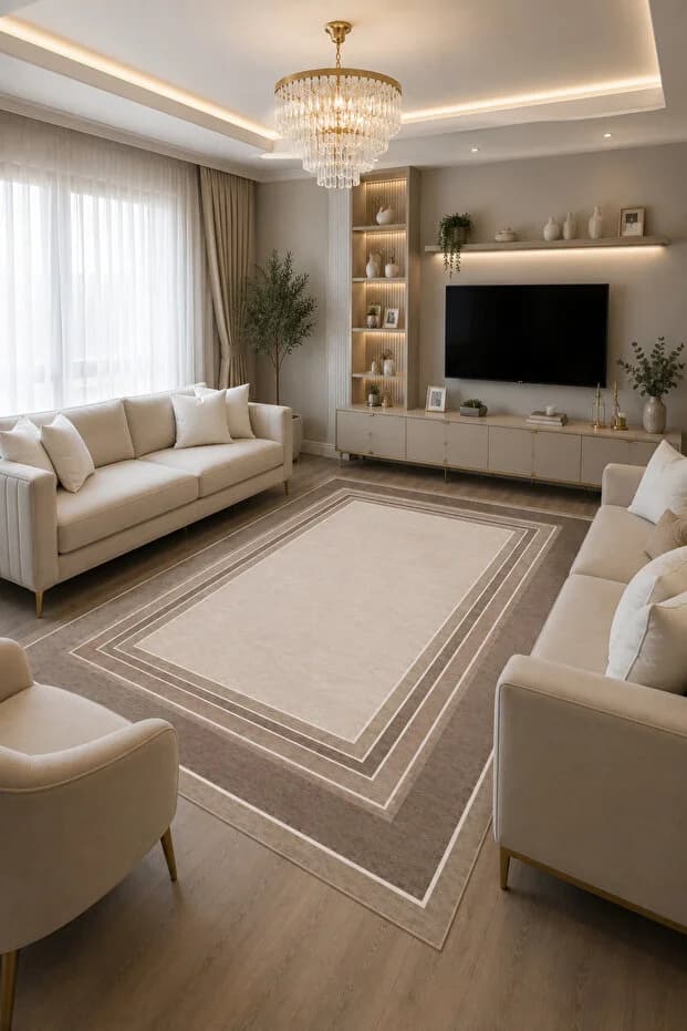 Kaymaz Tabanlı Yıkanabilir Kahverengi Salon Halısı 4429 80x200cm