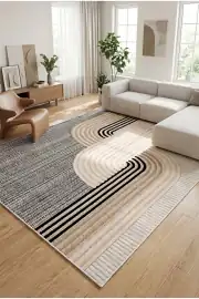 Kaymaz Tabanlı Yıkanabilir Vizon Salon Halısı 1510 80x200cm 2
