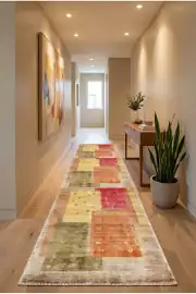 Kaymaz Tabanlı Yıkanabilir Renkli Salon Halısı DS133-00 100x250cm 3