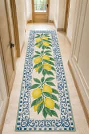 Kaymaz Tabanlı Makinede Yıkanabilir Sarı Mutfak Halısı 4626 80x200cm 4