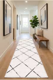 Kaymaz Tabanlı Yıkanabilir Krem Salon Halısı DS427 80x200cm 3