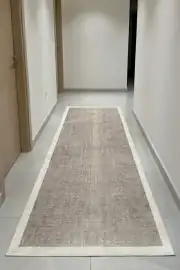 Kaymaz Tabanlı Era Vizon Çerçeveli Beyaz Salon Halısı 100x200cm 4
