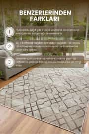 Kaymaz Tabanlı Yıkanabilir Mavi Salon Halısı 4567 80x200cm 5