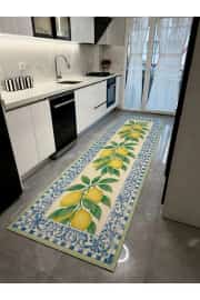 Kaymaz Tabanlı Makinede Yıkanabilir Sarı Mutfak Halısı 4626 80x200cm 3